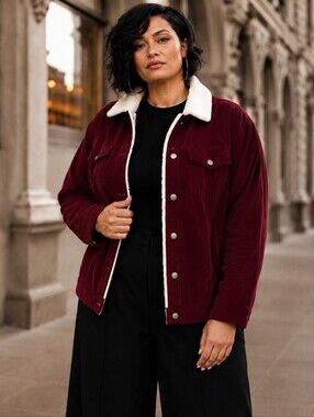 Torrid Rhubarb Corduroy Sherpa Collar Jacket Plus NWT